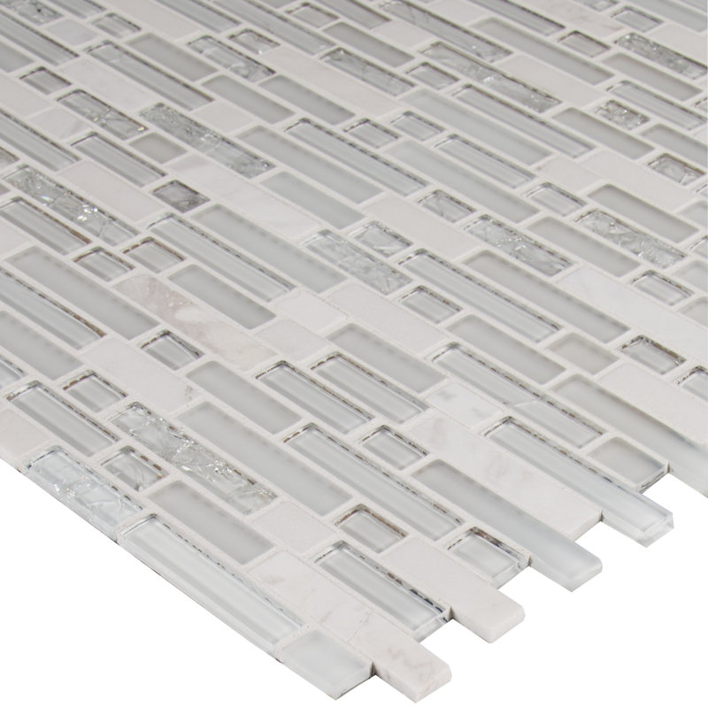 Crystal Strata 12 in. x 12 in. Stone Glass Blend Mosaic Wall Tile