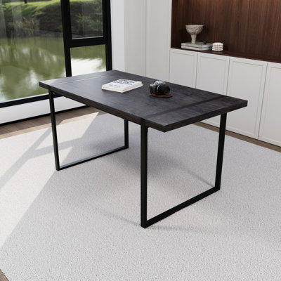 Table de salle à manger 59 po - Pieds en métal, surface de teinture, mobilier de maison et de cuisine au style moderne