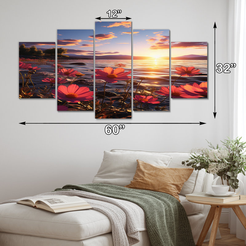 Chea - impression murale d'art floral - 5 panneaux