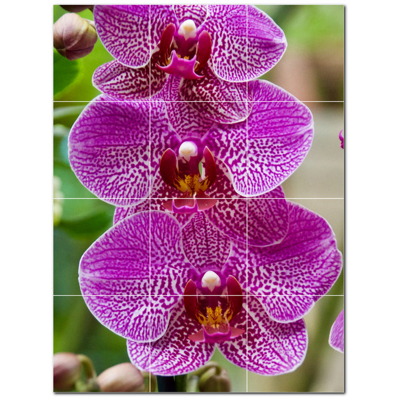 Décoration murale fleurs en céramique satinée 4,25 po x 4,25 po