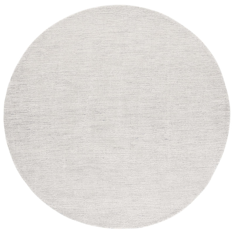 Duchesne Hand Tufted Wool Cotton Rug in Gray/Light Gray/Ivory, Round 6'