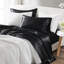Ensemble de draps en satin de luxe noir 7 pièces, doux au toucher, frisottis, 1 drap plat, 2 draps-housses, 4 taies d'oreiller et soyeux