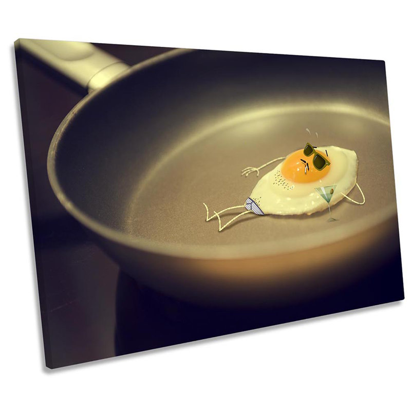 Funny Fried Egg Sunbathing Food - Wrapped Canvas Print, 40.6cm H x 61cm W