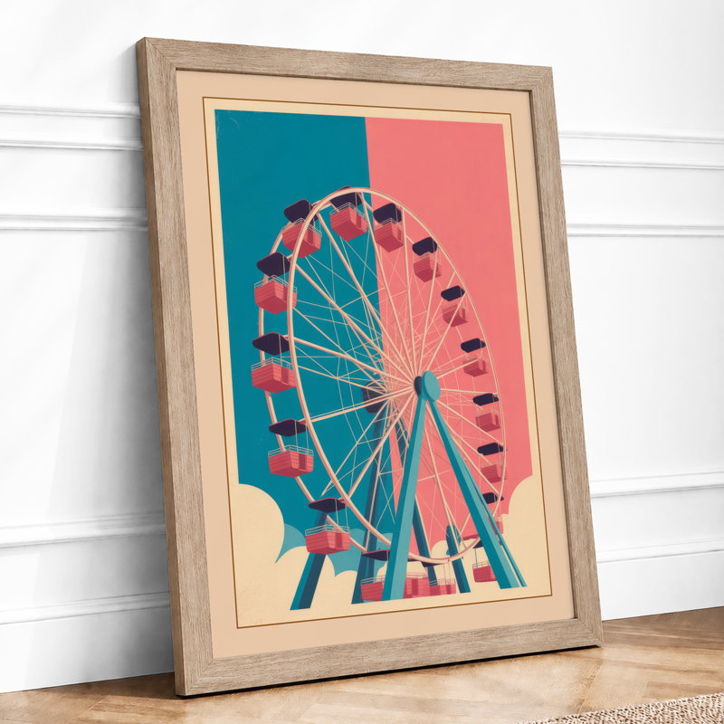 Carnival Wheel Retro - Framed Print, Oak, A3 - 42.0 x 29.7 cm
