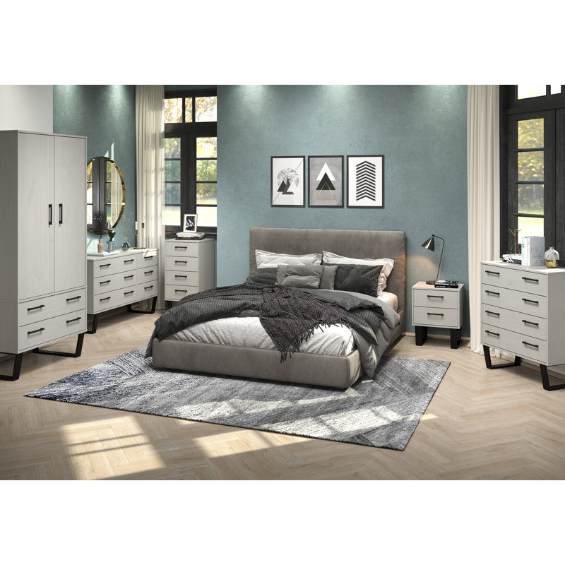 Riter 2 Door, 2 Drawer, Industrial Design Pine Wardrobe, Grey Waxed Pine