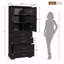 Armoire de salle de bain 72,2 po de hauteur, style moderne et élégant, 3 tiroirs, tablette réglable, portes à fermeture en douceur, panneau de fibres à densité moyenne / acier | Idée de cadeau