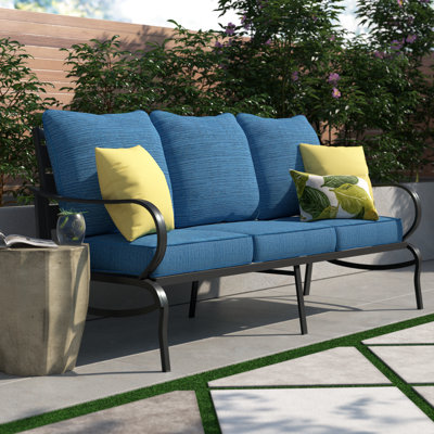 Argirios 75'' Wide Metal Outdoor Patio Sofa with Cushions