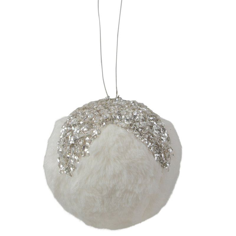 Ornement de Noël en fausse fourrure blanche 4,25 "