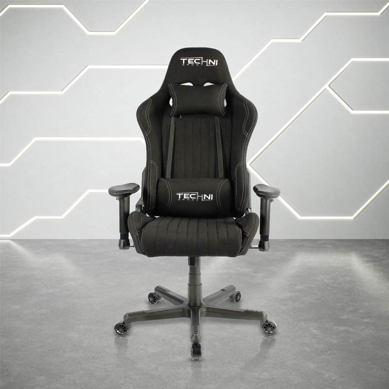 Techni Sport Adjustable Reclining Ergonomic Swiveling PC & Racing Game Chair in Black