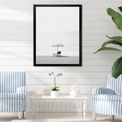 Photo de plage minimaliste noir et blanc I - art mural bord de mer pour le salon