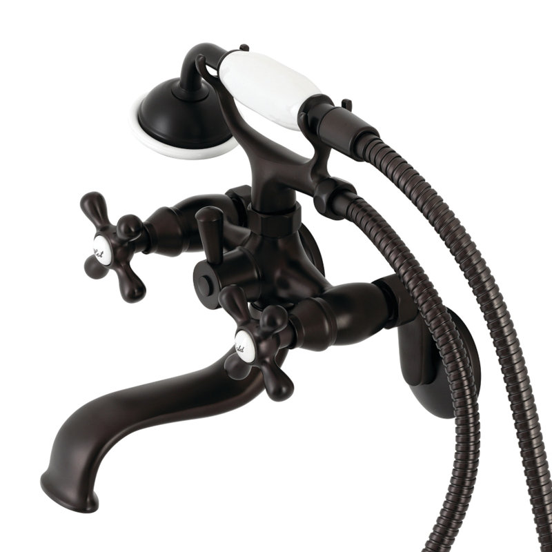 Kingston Brass Kingston Two-Handle Clawfoot Tub Faucet with Hand Shower, Oil Rubbed Bronze