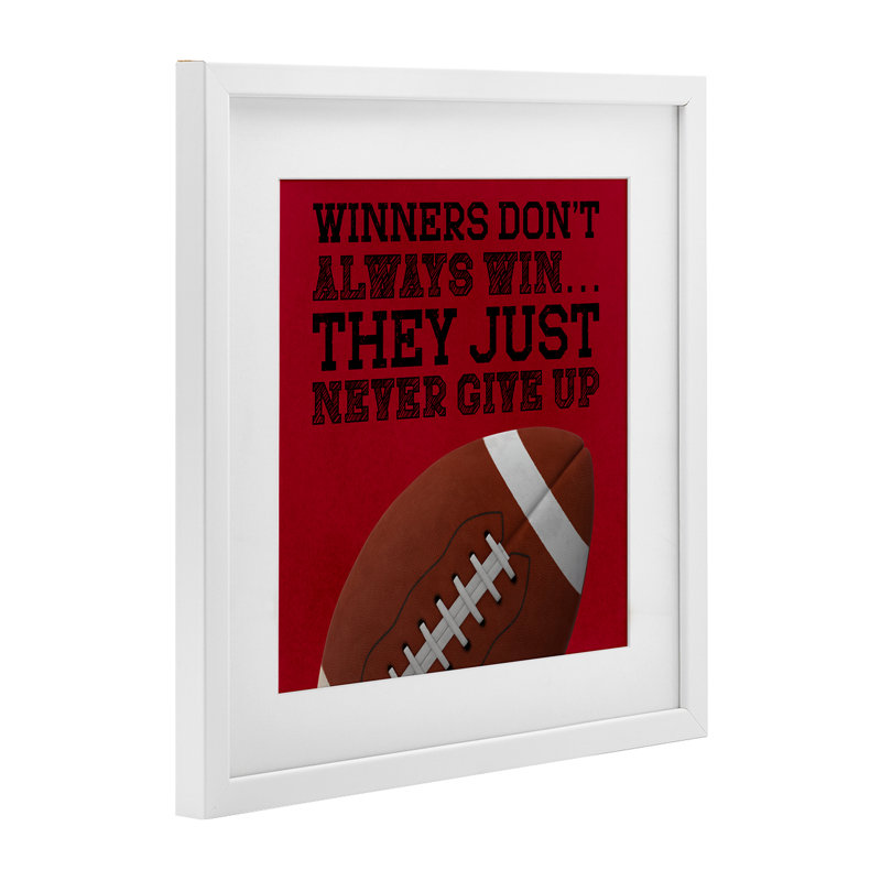 «Winners Never Never Up», reproduction encadrée sous verre, conception de Marcus Prime, H 16 po x l 16 po, Cadre blanc côtier