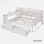 Lit de jour en bois avec 3 tiroirs, ports USB et bureau -1751134497