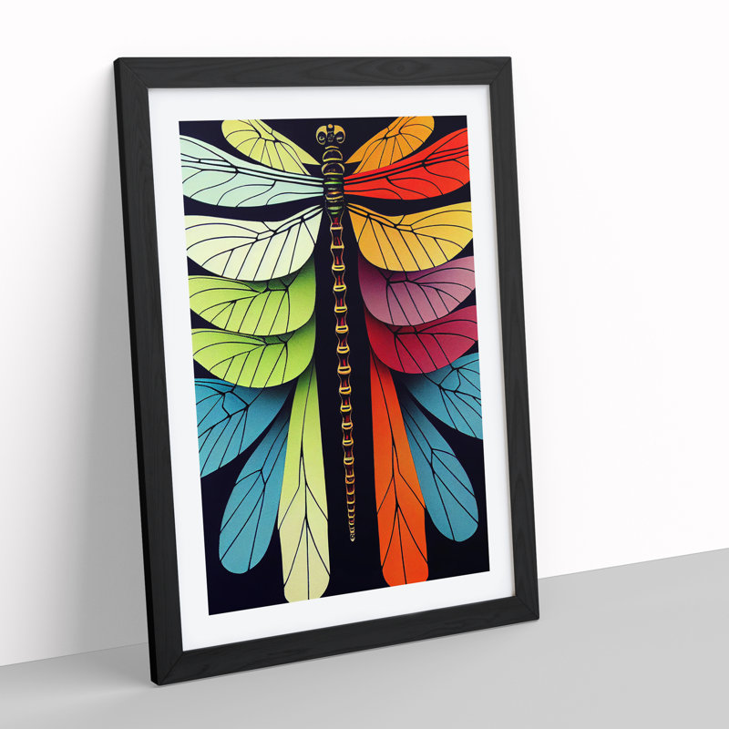 XV1022-2734X Mindblowing Dragonfly Abstract - Single Picture Frame Print, Black, 64cm H x 46cm W x 2cm D