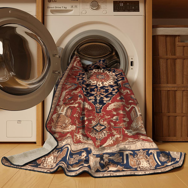 Tapis brun lavable à la machine, Rond 6 pi