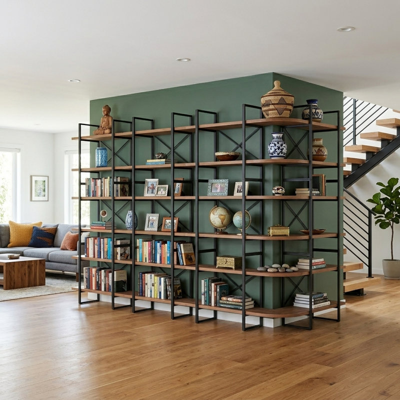 Bibliothèque modulaire industrielle avec extension d'angle