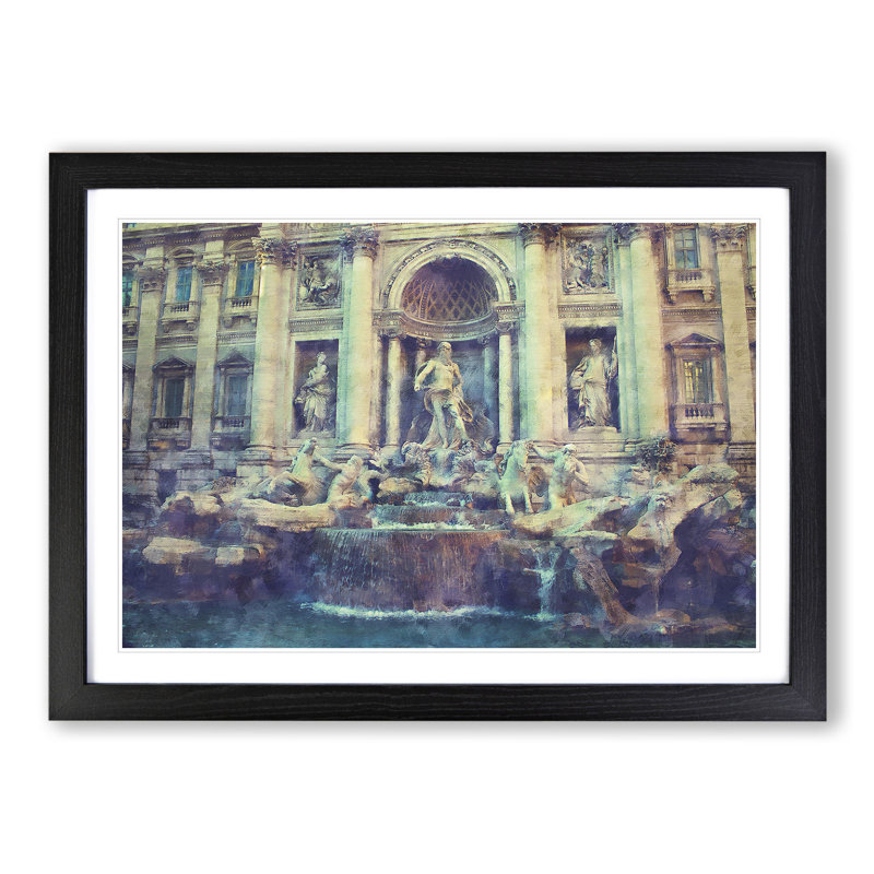 Trevi Fountain in Rome Vol.2 - Picture Frame Graphic Art, 27cm H x 36cm W x 2cm D, Black