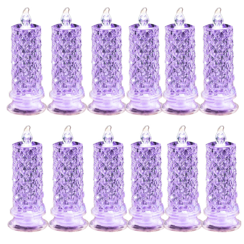 12 pièces bougies sans flamme à DEL ombre rose, bougies romantiques à piles pour des décorations de Noël pour le mariage de l'anniversaire de la Saint-Valentin