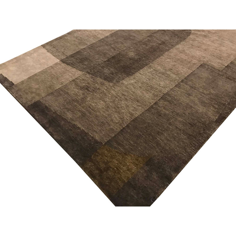 Tapis brun et multicolore de haute qualité noué à la main