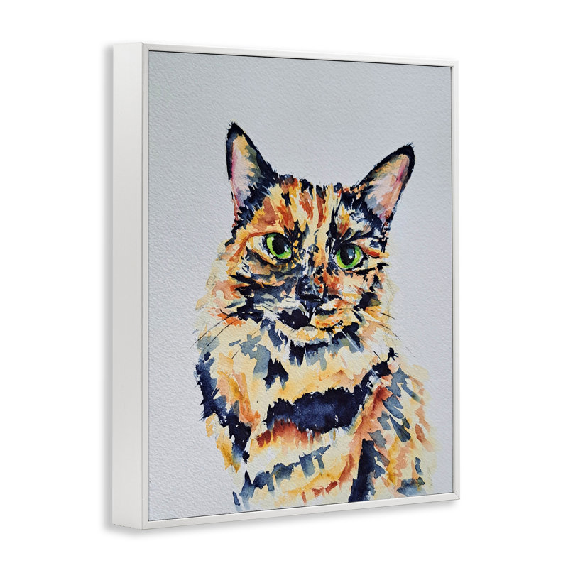 Portrait de chat écaille de tortue, estampe numérique, design par Tatiana Roberts, H 14 po x l 11 po