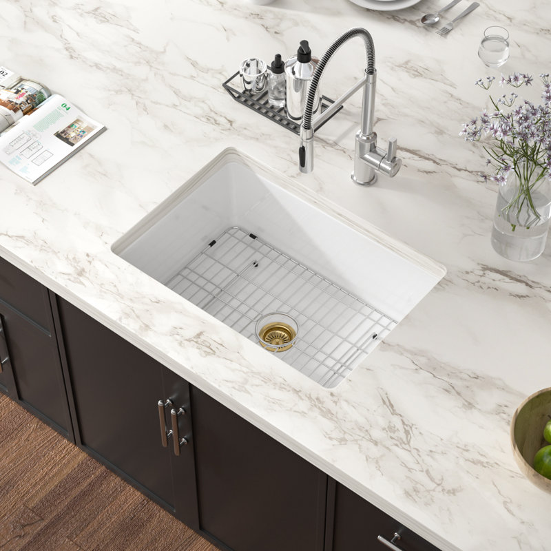 27" x 19" Undermount Ceramic Single Bowl Kitchen Sink