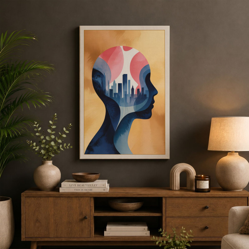 Urban Thoughts Modern - Wrapped Canvas, 36x24 - 91.4 x 61.0 cm, Terracotta Border