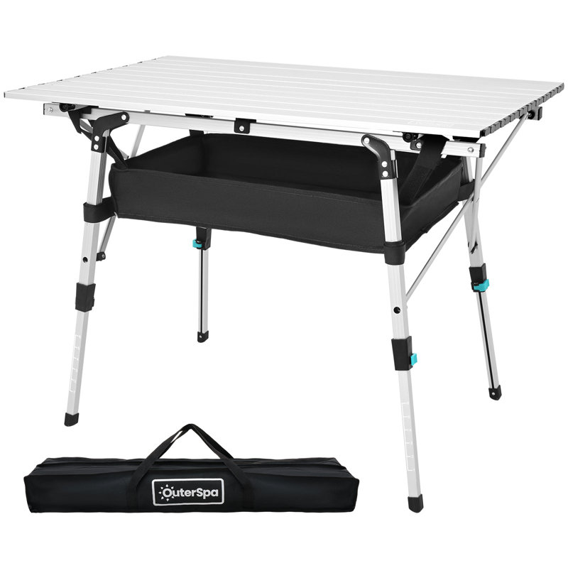 Ajla Portable Ajla With Adjustable Legs, Lightweight Aluminum Folding Table, Rectangular