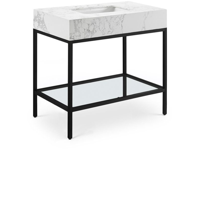 Marmo 36" Single Bathroom Vanity, White, Matte Black
