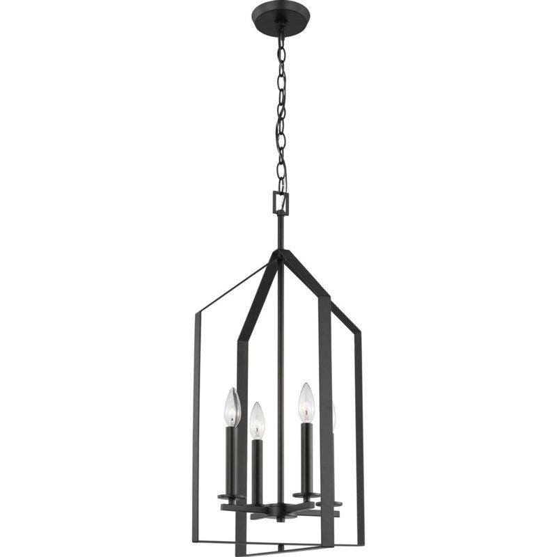 Luminaire suspendu 4 lumières Shannetta, Noir mat