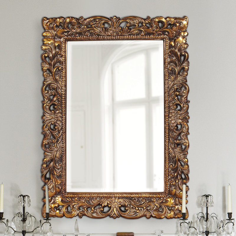 Miroir décoratif biseauté Luise, Or antique