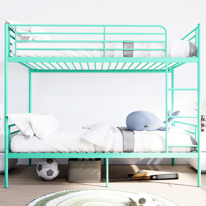 Lit simple superposé en métal, garde-corps haut, rangement, revêtement en poudre fine, aucun sommier nécessaire, lit moderne à fonctions divisées pour la chambre à coucher, lit superposé, bruit, fabrication en fer, finition usée