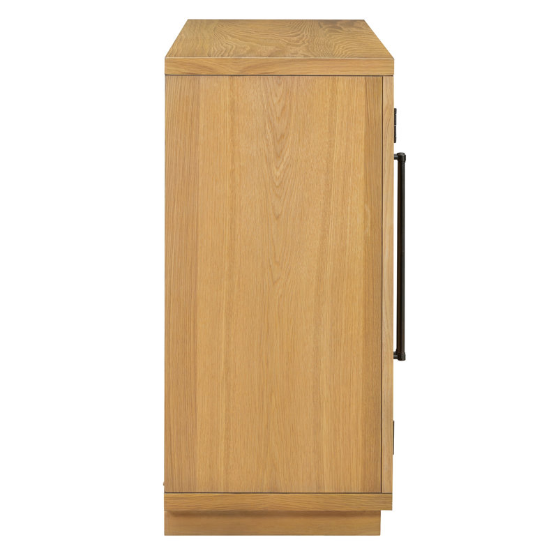 4-Door Large Storage Sideboard Buffet Cabinet With Glass Doors, Arched Cabinet With Adjustable Shelves For Kitchen, Dining Room And Living Room