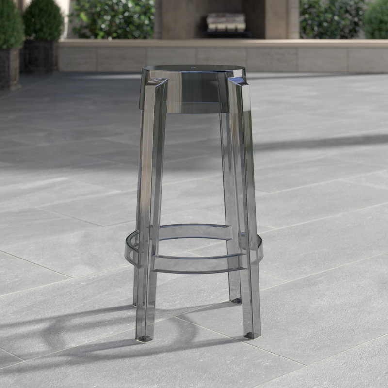 Charles Outdoor Bar Stool, Smoke Gray, 25.59"