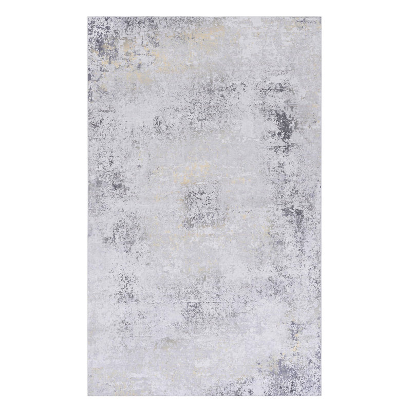 Tapis gris / noir 5 x 8, antidérapant, pour la salle à manger, pliable gris / doré, décor vivant