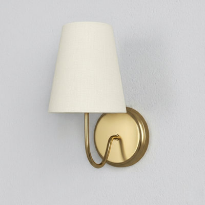 6''W Brass Dimmable Wall Sconce With Linen White Shade
