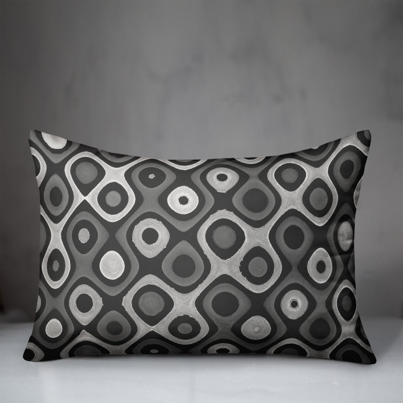 Geometric Outdoor Reversible Throw Pillow, 14" H x 20" W, Gray