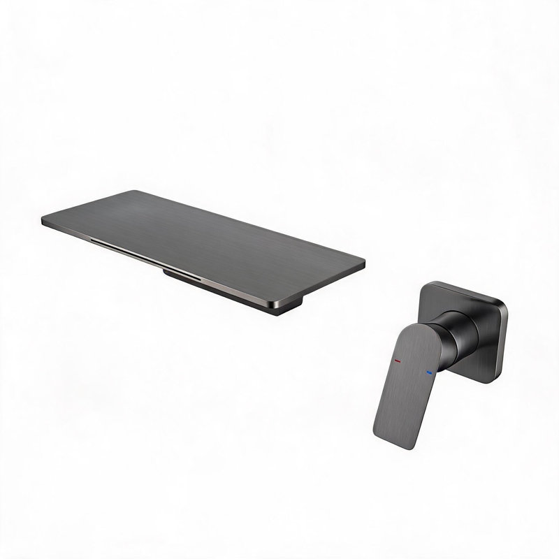 Robinet de lavabo de salle de bain en laiton Gunmetal avec poignée simple et installation murale