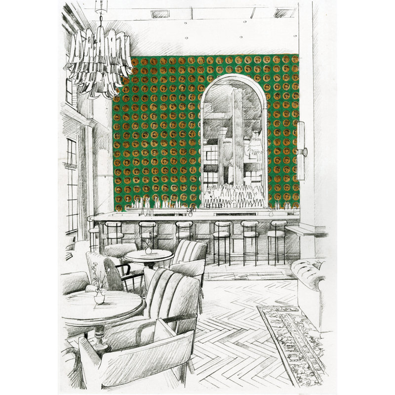 Medallion Wallpaper, Malachite/Gold
