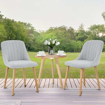 Chaises de salle à manger modernes, ensemble de 2 chaises de salle à manger de style Mid-Century, chaise d'appoint rembourrée en tissu avec dossier haut et pieds en bois, chaise d'appoint de cuisine pour le salon, chambre à coucher, gris