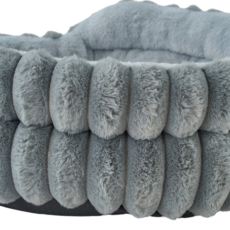 Faux Fur Pet Bed, Small (16cm H x 50cm W x 50cm D), Dark Grey