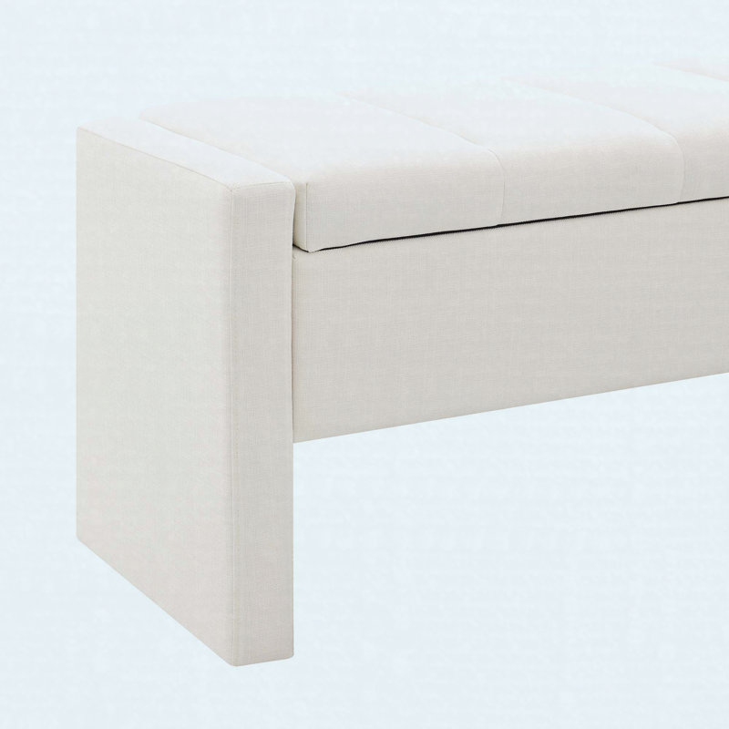 Banc de rangement rembourré avec siège rembourré et rangement caché, Beige