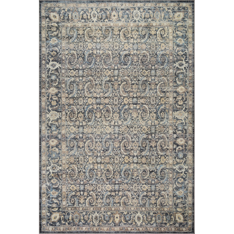  Tapis traditionnel lavable à bordure Elyra, Rectangle 4pi x 6 pi