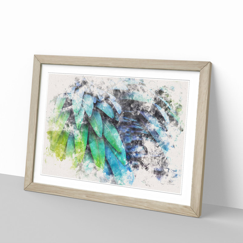 Parrot Feathers - Framed Print, 24cm H x 33cm W x 2cm D, Oak Framed