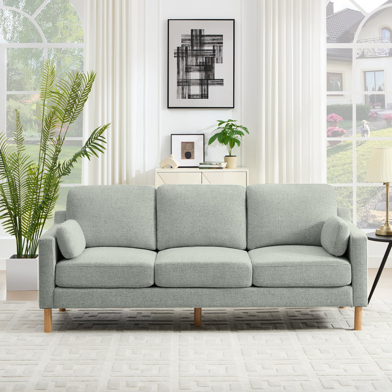 Lagoa 84'' Square Arm Upholstered Standard Sofa, Green Boucle