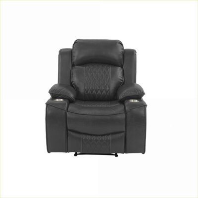 BEIMO Power Motion Recliner Chair, Storage Arm Design, Gel Leatherette Upholstery, Contemporary Style for Living Room