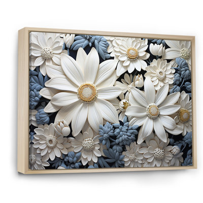 White Daisy Meadow Elegance I - Daisies Framed Wall Art