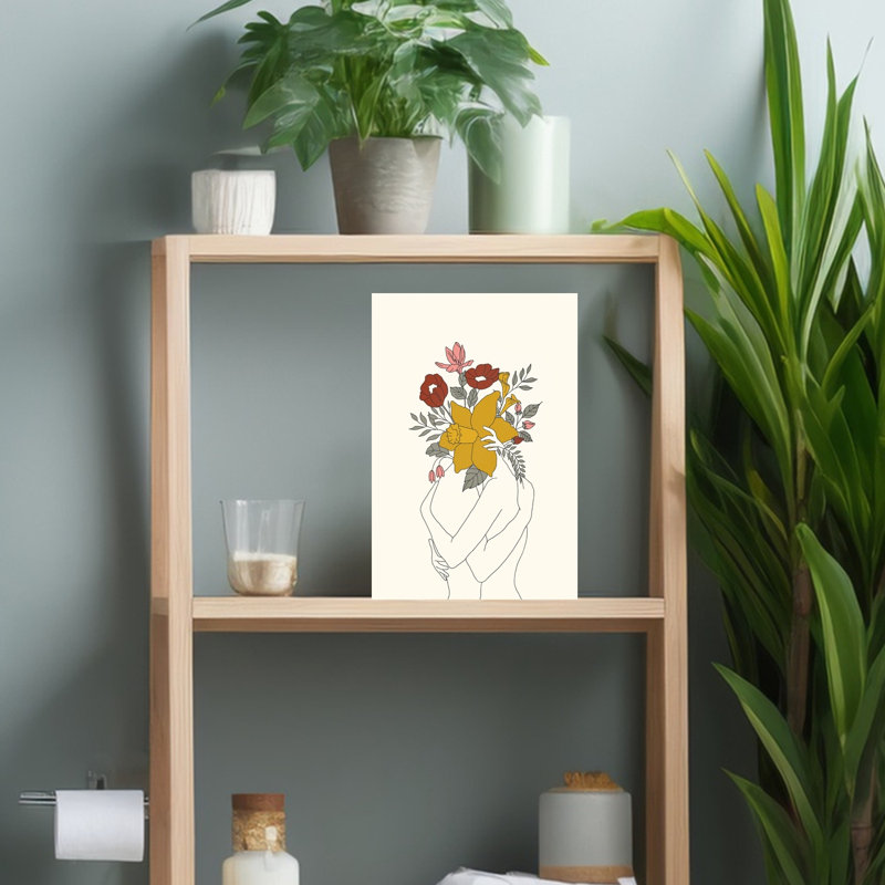 Art floral abstrait, nature et amour, H 18 po x l 12 po
