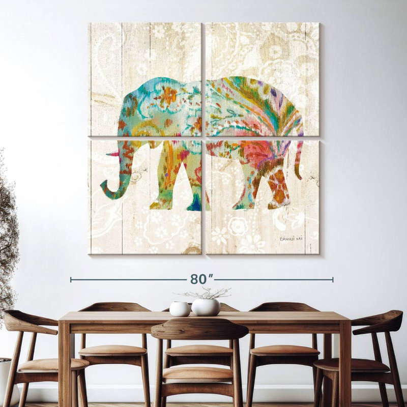 Brampt Boho Paisley Elephant II, 74" H x 74" W