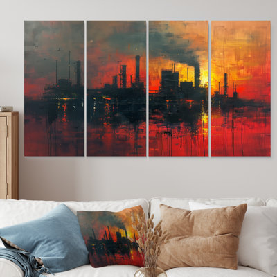 Jaune, rouge, production, Power Factories II - ensemble de reproductions d'art mural
