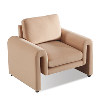  Velvet Upholstered Accent Chair With Large Arched Arm